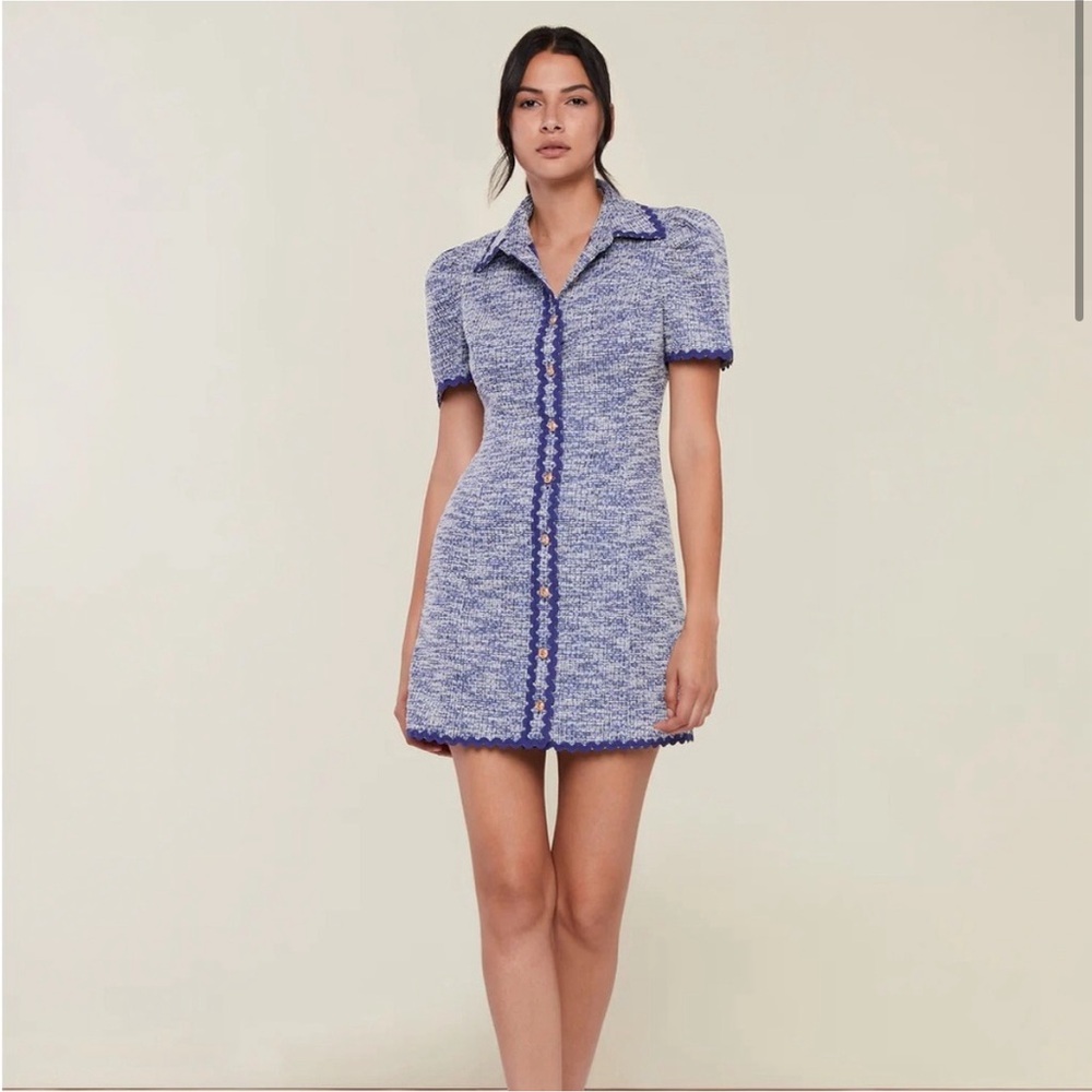 Rachel Parcell Scallop Shirt Dress Light Blue / Navy 16